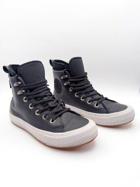 Converse Chuck Taylor All Star Waterproof Leather High Tops Black Womens Size 7